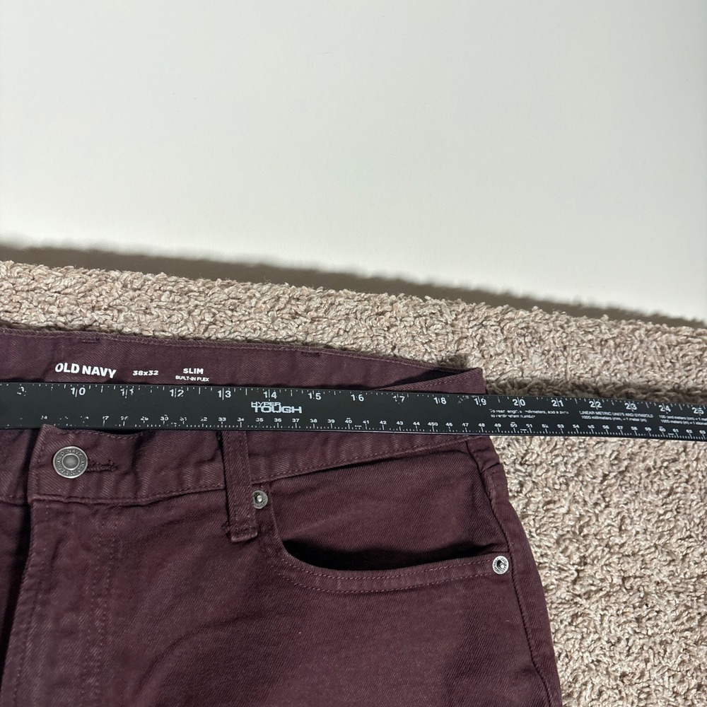 Old Navy Slim Built-In Flex Burgundy Jeans Mens Size 38x32 - Picture 5 of 9